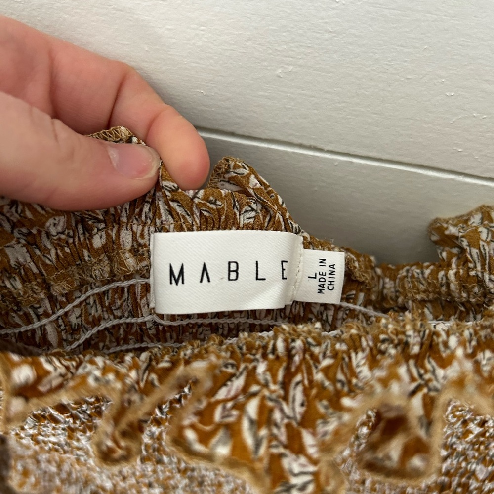 Smocked Ruffle Midi Dress in Brown Multi - Picture 4 of 6